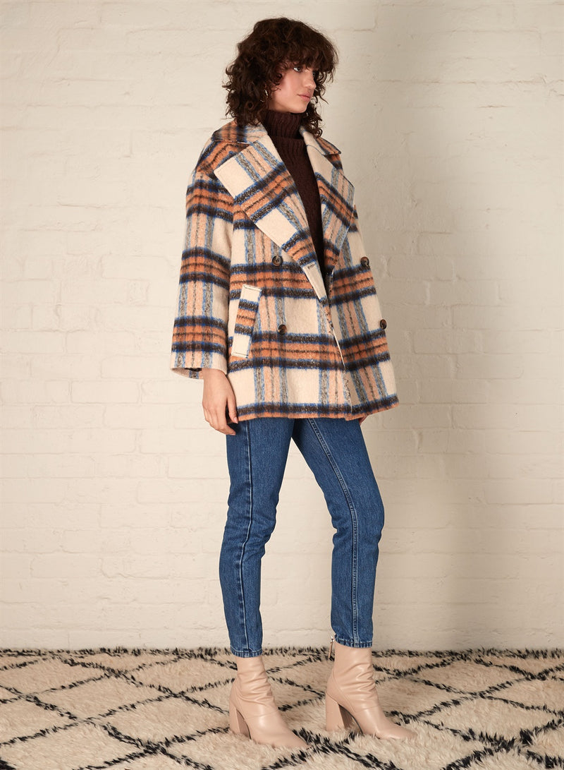 Encore Coat - Cobolt Check