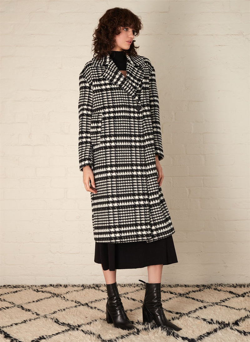 Dalton Coat - Black/White Check