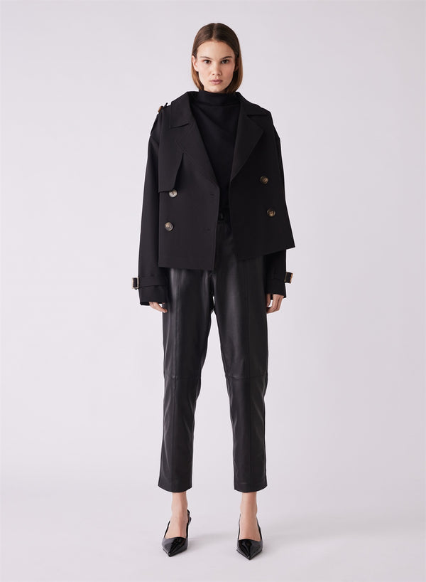 Avenue Cropped Trench - Black